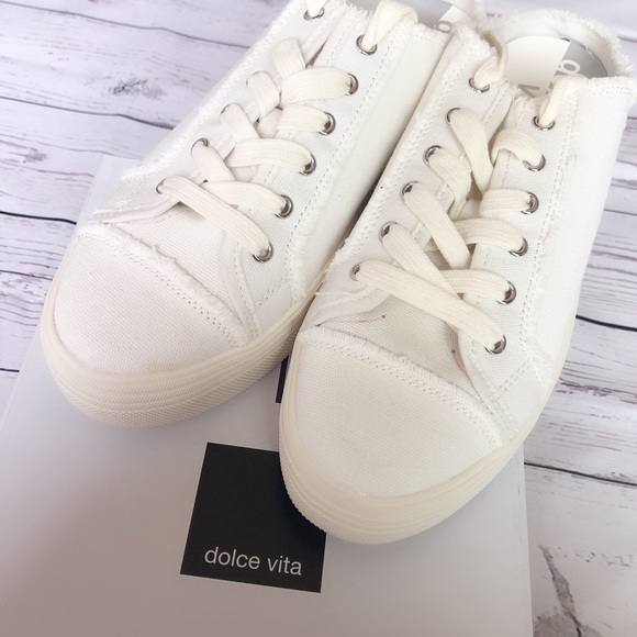 Dolce Vita White Canvas Shoes - Picture 1 of 4